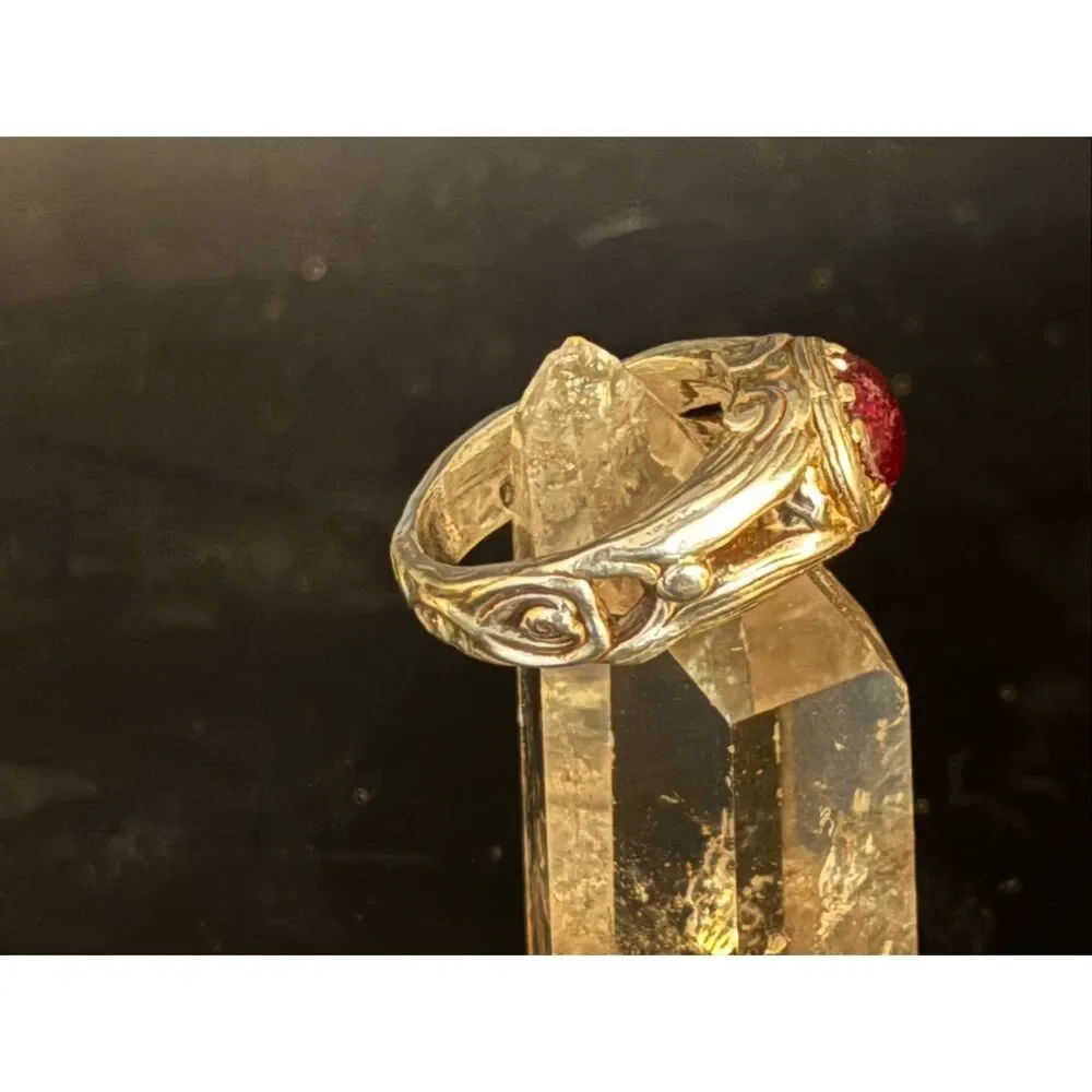 Mens Ruby and Sterling Silver Ring, Size 9.5, NEW, Artisan, 4.6 carat ruby